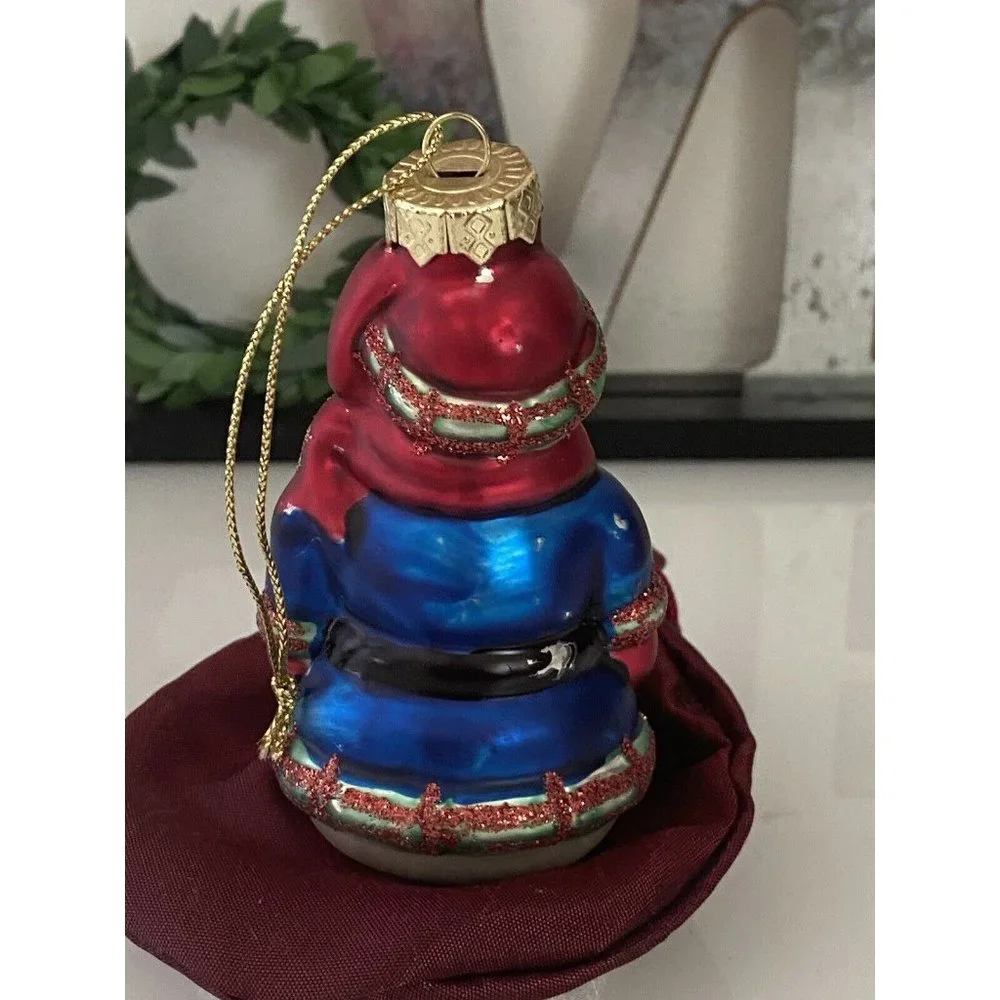 Vintage Painted Ornament Old Blown Glass German Snow Man‎ Figure Like Santa  EUC